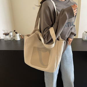 Fashion Hand Carry <b>Bag</b> Urban Minimalist Commute Single Shoulder Tote <b>Large</b> Capacity Student <b>Canvas</b> <b>Bag</b> - Product Image 5