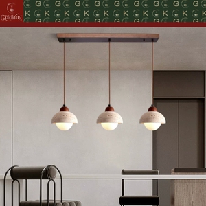 Lampada a Sospensione Lineare a 3 Teste GOLDKING per Cucina e Isola, in Travertino Beige Naturale, Personalizzabile OEM ODM - Product Image 4