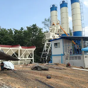 High Performance HZS75 Fixed Stationary Plant 75m3/h Concrete Batching Plant For Wet Concrete Mixing And Construction