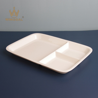 Assiette rectangulaire en céramique à 3 compartiments, plateau de service en porcelaine sectionné, assiette séparatrice pour la maison et les restaurants