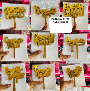 تخفيضات كبرى: 10 قطع زينة كيك تهنئة تخرج، مستلزمات وإكسسوارات كيك ذهبية من الأكريليك، أغطية كب كيك تخرج - Product Image 2