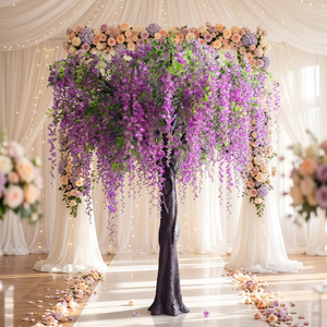 Arbre artificiel LEDA Glycine 2,5 m, décor floral violet pour mariage, utilisation intérieure/extérieure, plante en plastique haute simulation, pièce unique - Product Image 1
