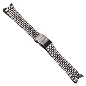 Rolamy 22mm 316L Edelstahl Silber solide gebogene Endknoten Jubiläums-Armband Uhrenarmband Schlüssel für Seiko SKX007