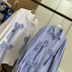 Chemise à manches longues pour femme avec nœud papillon 3D, tendance - Product Image 4