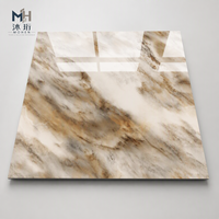 Carreaux de porcelaine entièrement émaillés 600x600mm, aspect marbre beige Breccia, poli brillant, pour sol et mur, pour salle de bain, cuisine, décoration