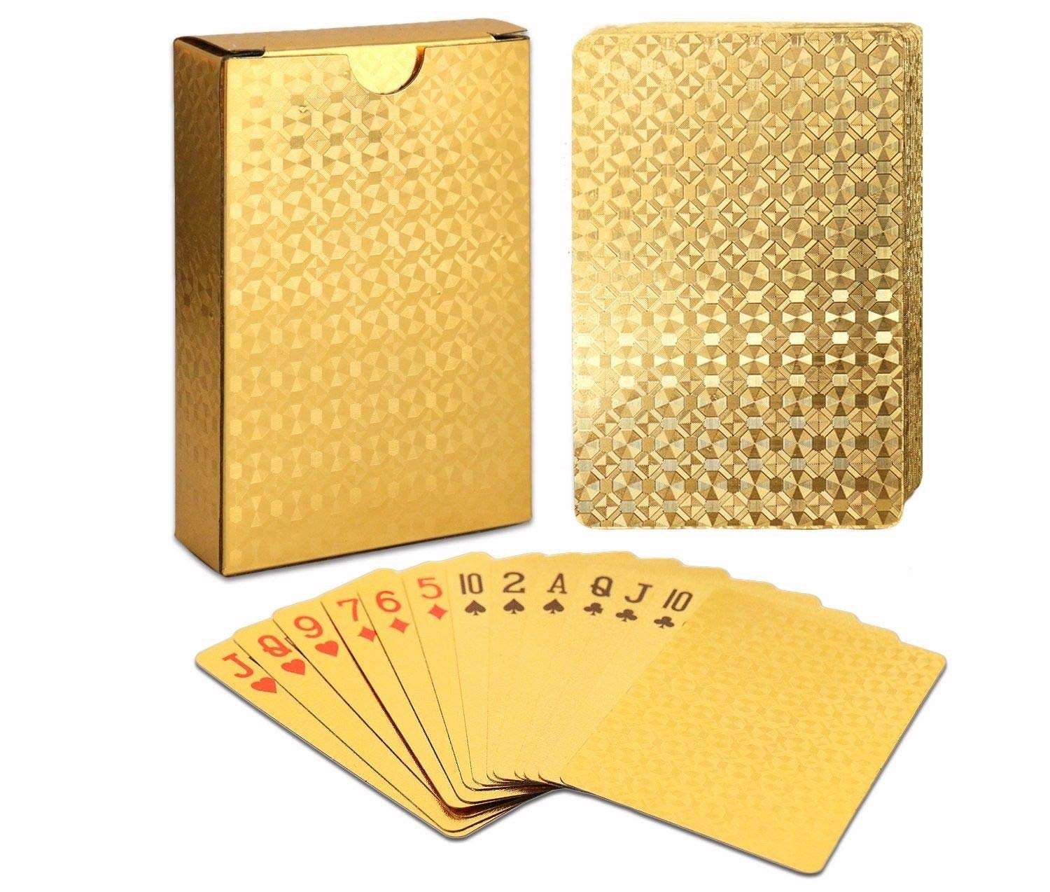 Cartes à jouer imperméables en feuille 24K