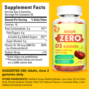 Best Selling Vitamin D3 Gummies Sugar Zero with Vitamin D3 Sodium Supports Bone Teeth Muscle Immune Health Dietary <b>Supplements</b> - Product Image 4