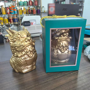 Chinese Traditional Pixiu Shaped Glass Liquor Bottle Gold Plated Craft Wine Bottle for Gift <strong>Spirits</strong> Packaging - Product Image 5