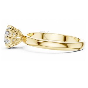 Anillo de Compromiso Solitario Redondo de Oro Amarillo con Engaste de Corona, Anillo de Diamantes Vintage con Filigrana, Joyería Nupcial Elegante y Clásica - Product Image 2