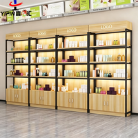 Vitrine murale personnalisée avec logo, armoire de rangement inférieure verrouillable pour produits de beauté, cosmétiques, présentoir mural pour la vente au détail