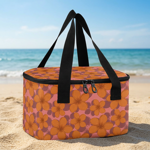12 Can Custom Logo Flowers Design Food Storage Bag Two Handles Tote Lunch Insulated Bag Small Cooler Bag for Women - Product Image 1