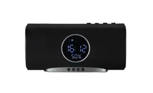 Reloj despertador digital portátil 2024 con carga inalámbrica, Altavoz Bluetooth con batería de 4000MAH para altavoz de fiesta en casa