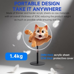 Ventilador Holográfico 3D Transparente de Acrílico Redondo para Escritorio, Pantalla Holográfica Clara para Mostrador de Venta y Exhibición de Productos - Product Image 6