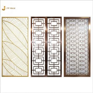 EX1046 Paravent moderne en acier inoxydable pliable avec design découpé au laser pour bureau, appartement, décoration d'ingénierie - Product Image 1