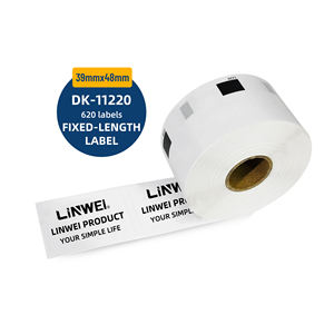 Rollo de Etiquetas de Papel Térmico Compatible con Brother DK-11220, 39 mm x 48 mm, Negro sobre Blanco - Product Image 1