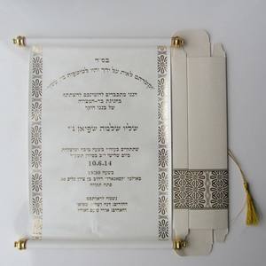 Parchemin de mariage de couleur Beige Offre Spéciale personnalisé avec boîte Invitation de mariage de défilement royal Cartes de <span class=keywords><strong>menu</strong></span> d'anniversaire personnalisées - Product Image 6