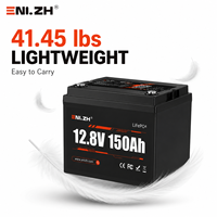 Batterie LiFePO4 à semi-conducteurs Enlzh 12,8 V 150 Ah avec BMS 100 A pour bateaux, camping-cars, stockage d'énergie solaire, véhicules électriques et autres systèmes à 4 cellules