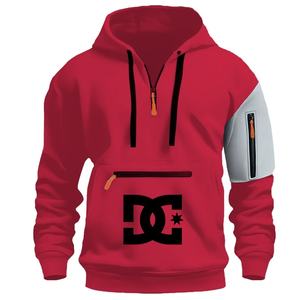 سترة رياضية شتوية كاجوال للرجال بغطاء للرأس وسحاب، متعددة الجيوب، بنمط صلب أو مطبوع، مع إمكانية وضع شعار مخصص، تصميم فضفاض، محبوكة بشكل ثقيل - Product Image 1