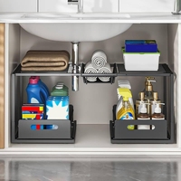 Organizador Extensible de Dos Niveles para Debajo del Fregadero, Organizador de Gabinete Extraíble para Cocina y Despensa