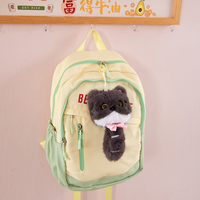 Porte-clés en peluche 3D super doux et mignon, respectueux de la peau, avec corde tressée et anneau métallique pour sac ou téléphone