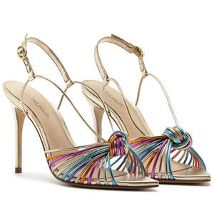 Sandalias de tacón alto para mujer, elegantes, con nudo arcoíris, punta abierta, correa en el tobillo, estilo stiletto, para verano y exteriores, tallas grandes - Product Image 4