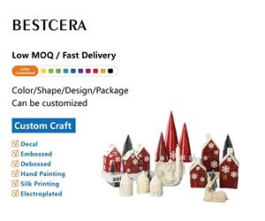 Bestcera trang trí lễ hội trang trí Giáng sinh yule Tree thắp sáng Gốm Cây giáng sinh với đèn LED - Product Image 2