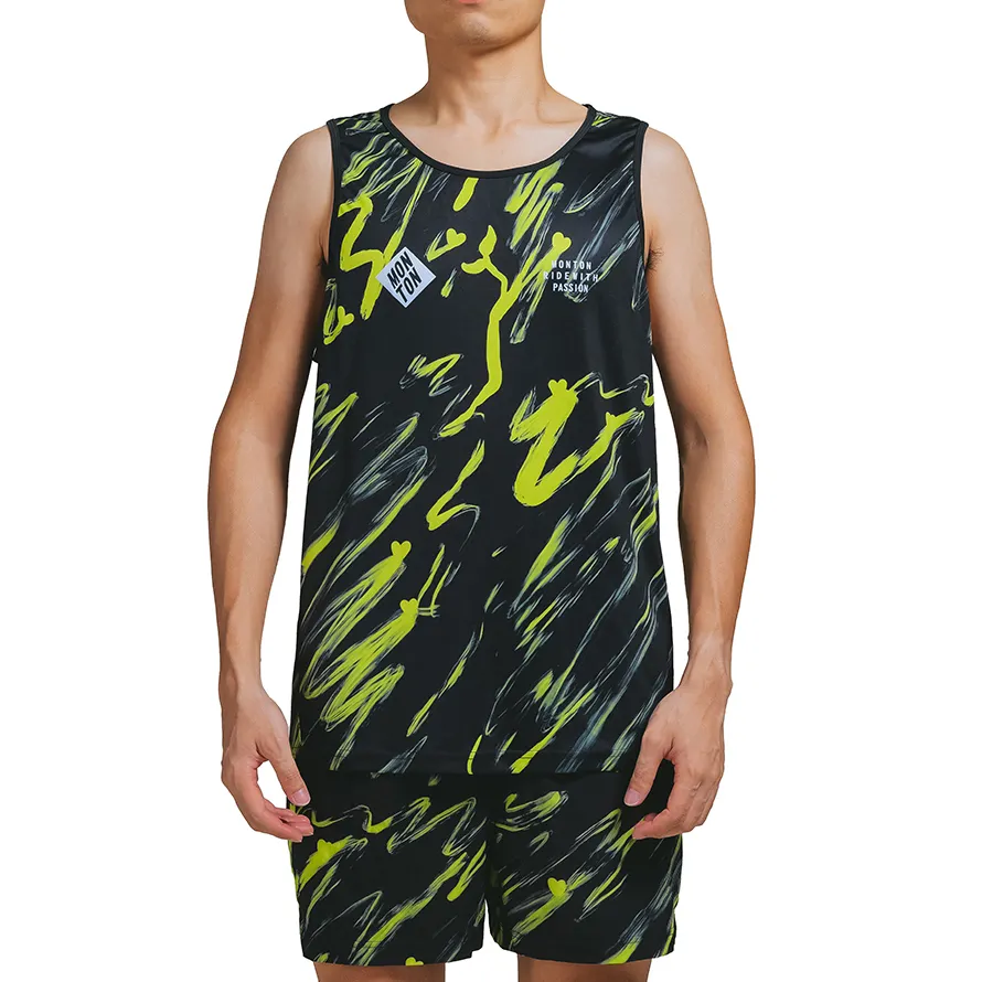 Monton Hombre Ligero Corte láser Campo sin costuras Camiseta Running Marathon Tank