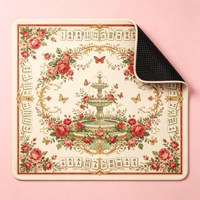 Tapis de Mahjong Vintage Style Machine à Écrire, Motif Rétro Imprimé Sépia, Antidérapant en Microfibre, Tapis de Table de Mahjong Américain pour 4 Joueurs