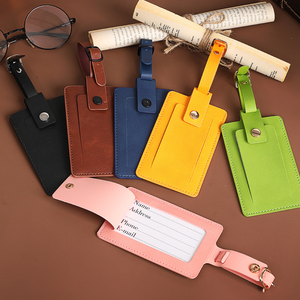 Etiqueta de Equipaje de Viaje de Cuero PU de Doble Cara con Diseño de Botones, Creativa, Resistente al Agua, Duradera, Antipérdida, para Identificación en el Reemplazo de Equipaje - Product Image 2