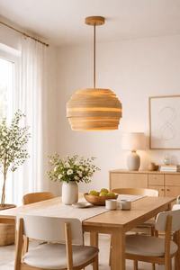 Lámpara Colgante Moderna Hecha a Mano Wood Friends, Estilo Antiguo, E27, Fácil de Colgar, Pequeña, de Madera Contrachapada, con Control Remoto y Regulable - Product Image 6
