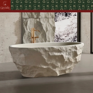 Vasca da <span class=keywords><strong>Bagno</strong></span> Freestanding in Travertino Naturale, Design Moderno e Minimalista, Finitura Lavorata a Mano, OEM CNC Impermeabile Personalizzabile - Product Image 6