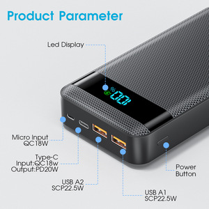 สถานีไฟฟ้าพกพา 20000mAh หน้าจอดิจิตอล ชาร์จเร็ว 65W ช่องเสียบ Type-C คู่ แบตเตอรี่ลิเธียมโพลิเมอร์ - Product Image 3
