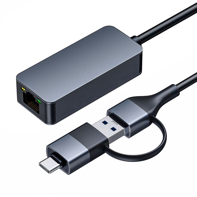2 in 1 2500Mbps Ethernet Adapter, USB C USB a to RJ45 2.5 Gigabit LAN Thunderbolt 3, for MacBook Pro MacBook Air Etc