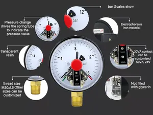 Hot Sales Electric Contact Pressure Gauge 25 Mpa ZG1/2 Copper Joint Manometer Hydraulic Pressure Gauge