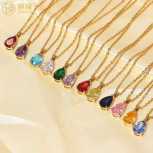 ZHENXI <span class=keywords><strong>2022</strong></span> mode Offre Spéciale acier inoxydable 18K or résistant au ternissement douze <span class=keywords><strong>mois</strong></span> naissance pierre Zircon pierre collier pour les femmes - Product Image 5