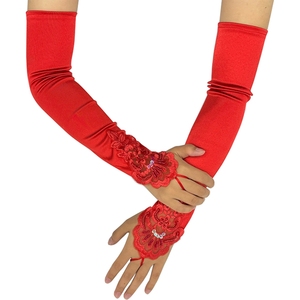 Bán Buôn Cổ Phiếu Đảng Dài Satin Sexy Ren Thêu Móc Ngón Tay Găng Tay Retro Phụ Nữ Nghi Thức Ổ Đĩa Cosplay Bữa Ăn Tối Khiêu Vũ Găng Tay - Product Image 2