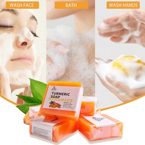Bán buôn 100% tự nhiên hữu cơ tumeric làm trắng da chống mụn trứng cá làm bằng tay chăm sóc da mặt cơ thể nghệ Thanh xà phòng nhãn hiệu riêng - Product Image 3