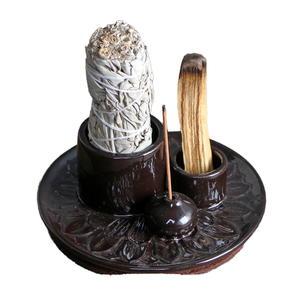 Lámpara de Perfume de Cerámica Azul de Estilo Nórdico con Porta Incienso de Sándalo, Difusor Aromático Ecológico para el Ambiente del Hogar - Product Image 1