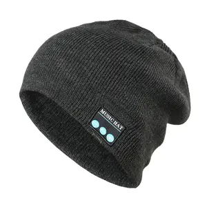 Casque d'écoute de musique sans fil Beanie Hats 100% Washable Unisex Winter Knit Cap Headset with Built in Mic