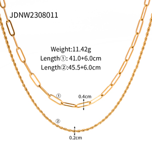 Collar <span class=keywords><strong>J</strong></span>&<span class=keywords><strong>J</strong></span> <span class=keywords><strong>D</strong></span> de Acero Inoxidable Chapado en Oro de 18K, Resistente al Agua, Cadena de Eslabones Moderna para Mujer - Product Image 3