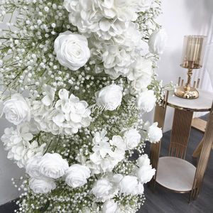 งานแต่งงานม้าสีขาวกลมกลับวางดอกไม้โค้งฉากหลังยืนสําหรับโค้ง - Product Image 4