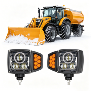 Phare de tracteur à <span class=keywords><strong>LED</strong></span> avec lentille chauffante et clignotant détachable - Éclairage combiné étanche IP68 pour machines agricoles - Product Image 1