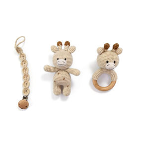Ensembles de jouets de <span class=keywords><strong>dentition</strong></span> en bois pour bébé, jouets animaux mignons en coton 100% biologique, hochet de <span class=keywords><strong>dentition</strong></span> en bois - Product Image 4