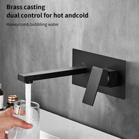 Robinet de salle de bain contemporain à montage mural, 2 trous, en laiton finition chrome, construction en laiton, poignée unique, eau chaude/froide, SUS304