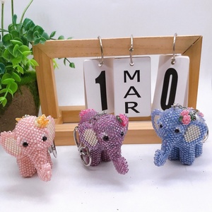 Luxury Women Dainty Handmade Handbag Charm Girls Car Key <b>Decoration</b> Tiny Seed Beads Special Birthday Gift Cute <b>Elephant</b> Keychain - Product Image 1