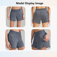 Shorts de course pour femmes 2 en 1 avec short intégré, poches zippées, respirant, taille élastique, cordon de serrage, décontracté, pour la gym, le yoga et le fitness