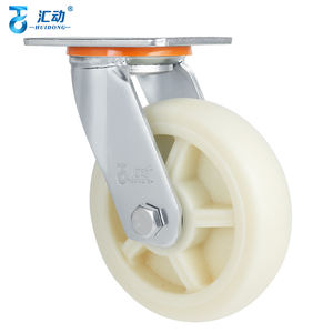 Heavy Duty 4/5/6/8 Zoll hoch tragende Nylon rollen Pritschen wagen Riemens ch eiben wagen Anhänger Industrielles fest schwenkbares Brems rad - Product Image 3