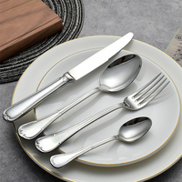 Vente en gros de 4 pièces de couverts en acier inoxydable avec logo personnalisé, couverts pour hôtel et restaurant, ensemble de couteaux, fourchette et cuillère
