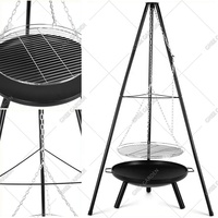 Trépied de brasage suspendu en plein air, foyer réglable, robuste, Barbecue allemand pour la cuisson du Barbecue au feu de camp