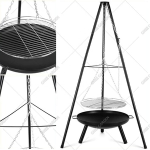 Trépied de brasage suspendu en plein air, foyer réglable, robuste, <span class=keywords><strong>Barbecue</strong></span> allemand pour la cuisson du <span class=keywords><strong>Barbecue</strong></span> au feu de camp - Product Image 2